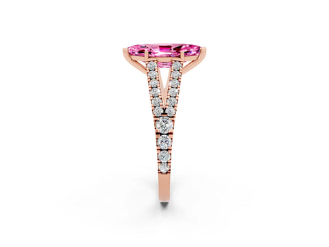 Rose gold Marquise Cut Cut Split Shank Pave Diamond Engagement Ring with Four-Prong Setting_2
