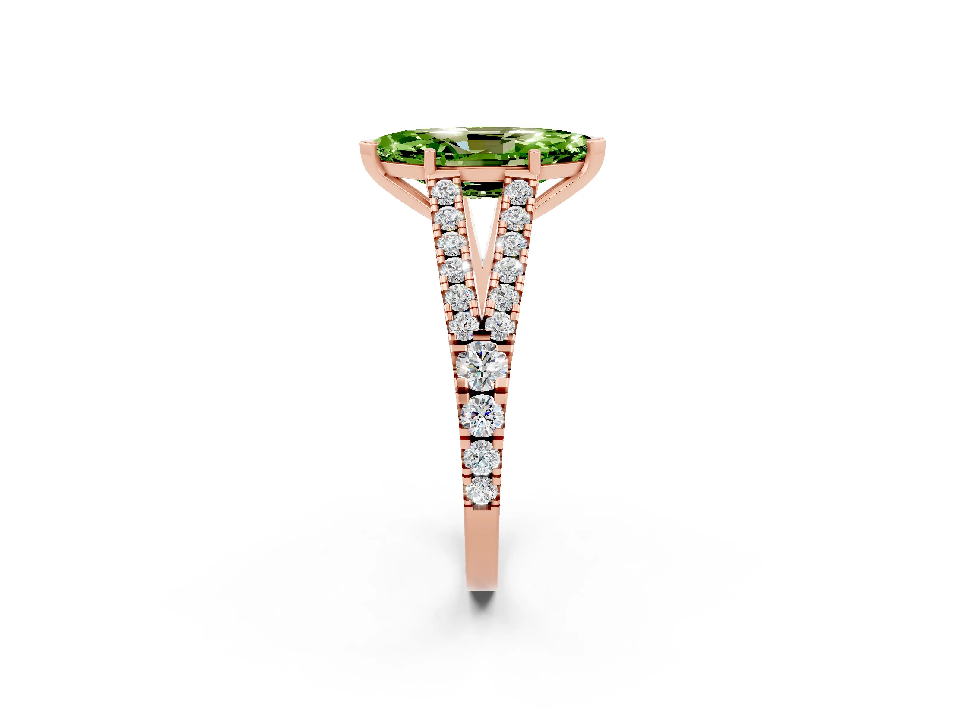 Rose gold Marquise Cut Cut Split Shank Pave Diamond Engagement Ring with Four-Prong Setting_2