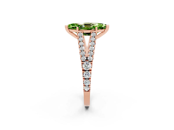 Rose gold Marquise Cut Cut Split Shank Pave Diamond Engagement Ring with Four-Prong Setting