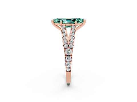 Rose gold Marquise Cut Cut Split Shank Pave Diamond Engagement Ring with Four-Prong Setting_2