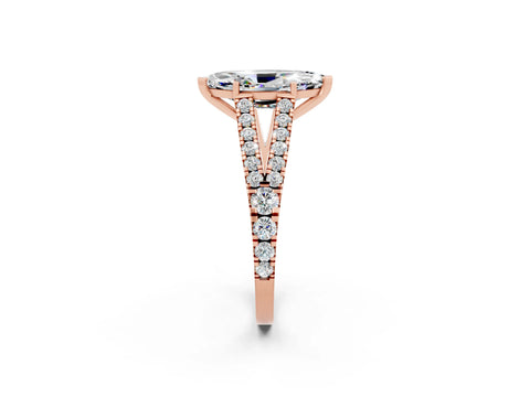 Rose gold Marquise Cut Cut Split Shank Pave Diamond Engagement Ring with Four-Prong Setting_2