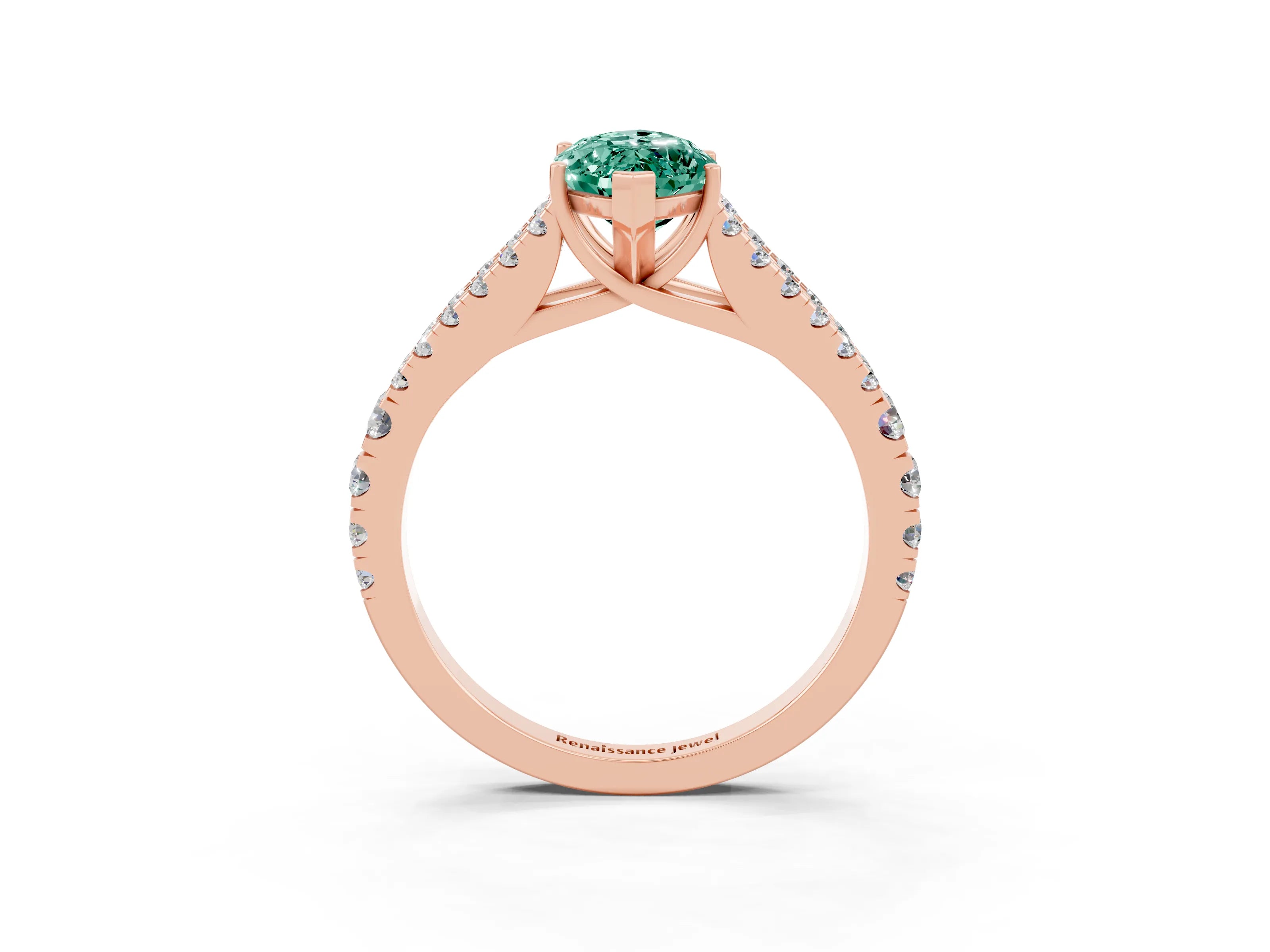 Rose gold Marquise Cut Cut Split Shank Pave Diamond Engagement Ring with Four-Prong Setting_3