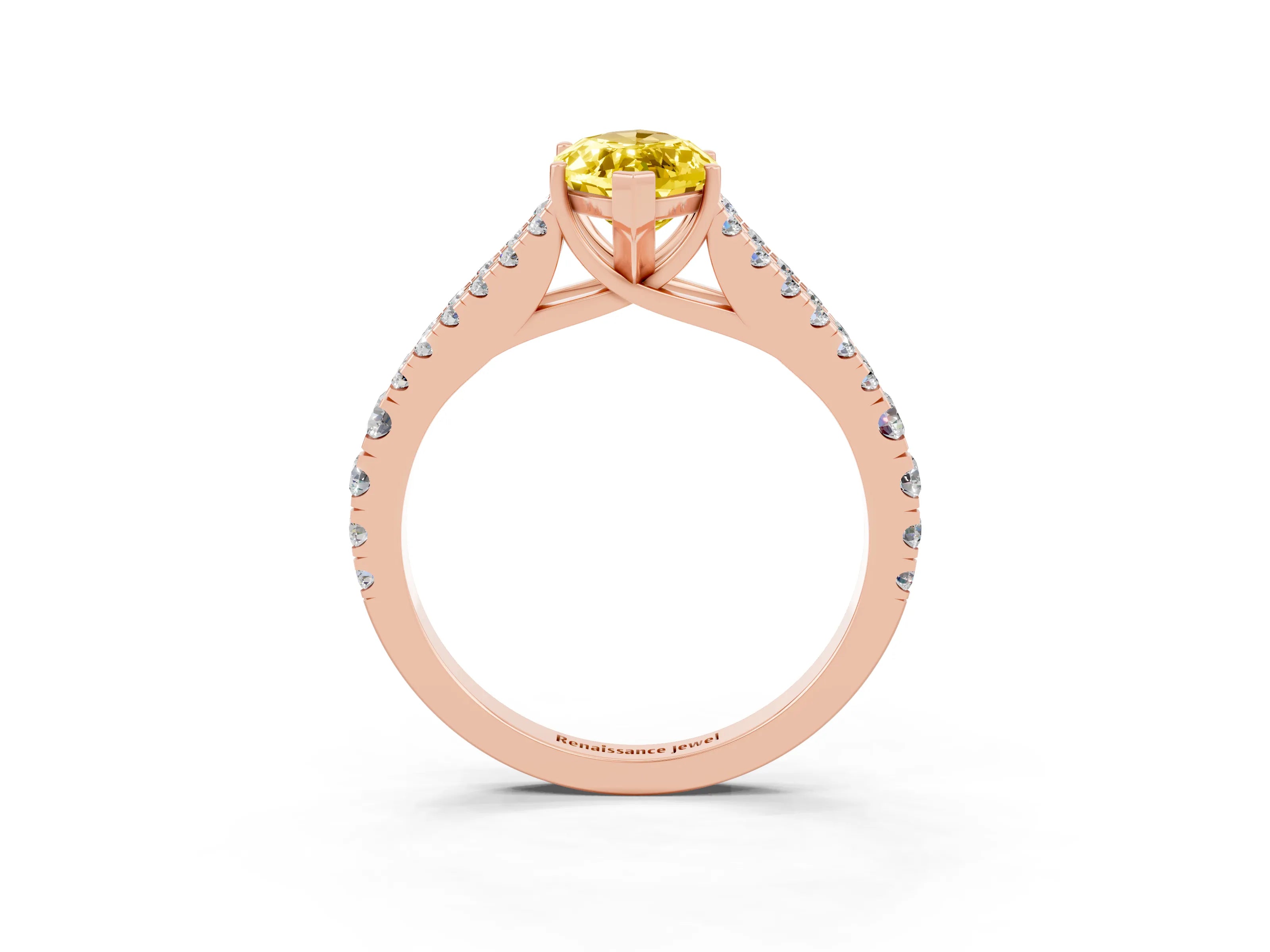 Rose gold Marquise Cut Cut Split Shank Pave Diamond Engagement Ring with Four-Prong Setting_3