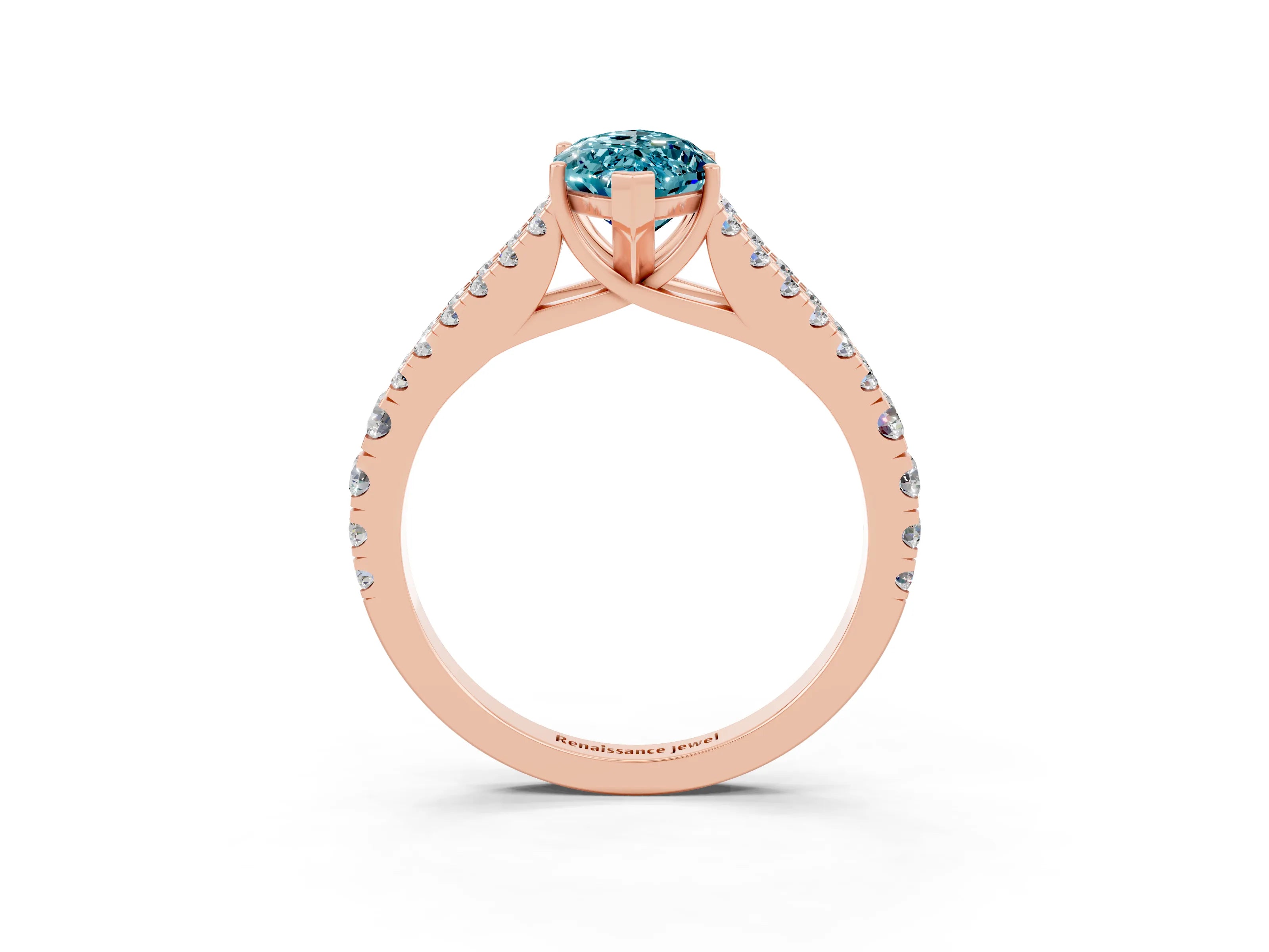Rose gold Marquise Cut Cut Split Shank Pave Diamond Engagement Ring with Four-Prong Setting_3