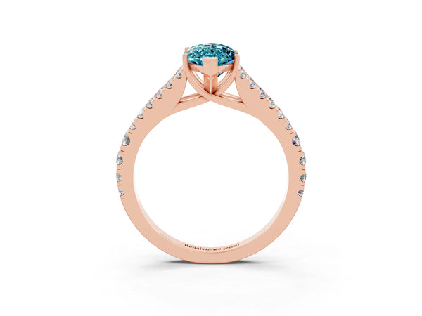 Rose gold Marquise Cut Cut Split Shank Pave Diamond Engagement Ring with Four-Prong Setting
