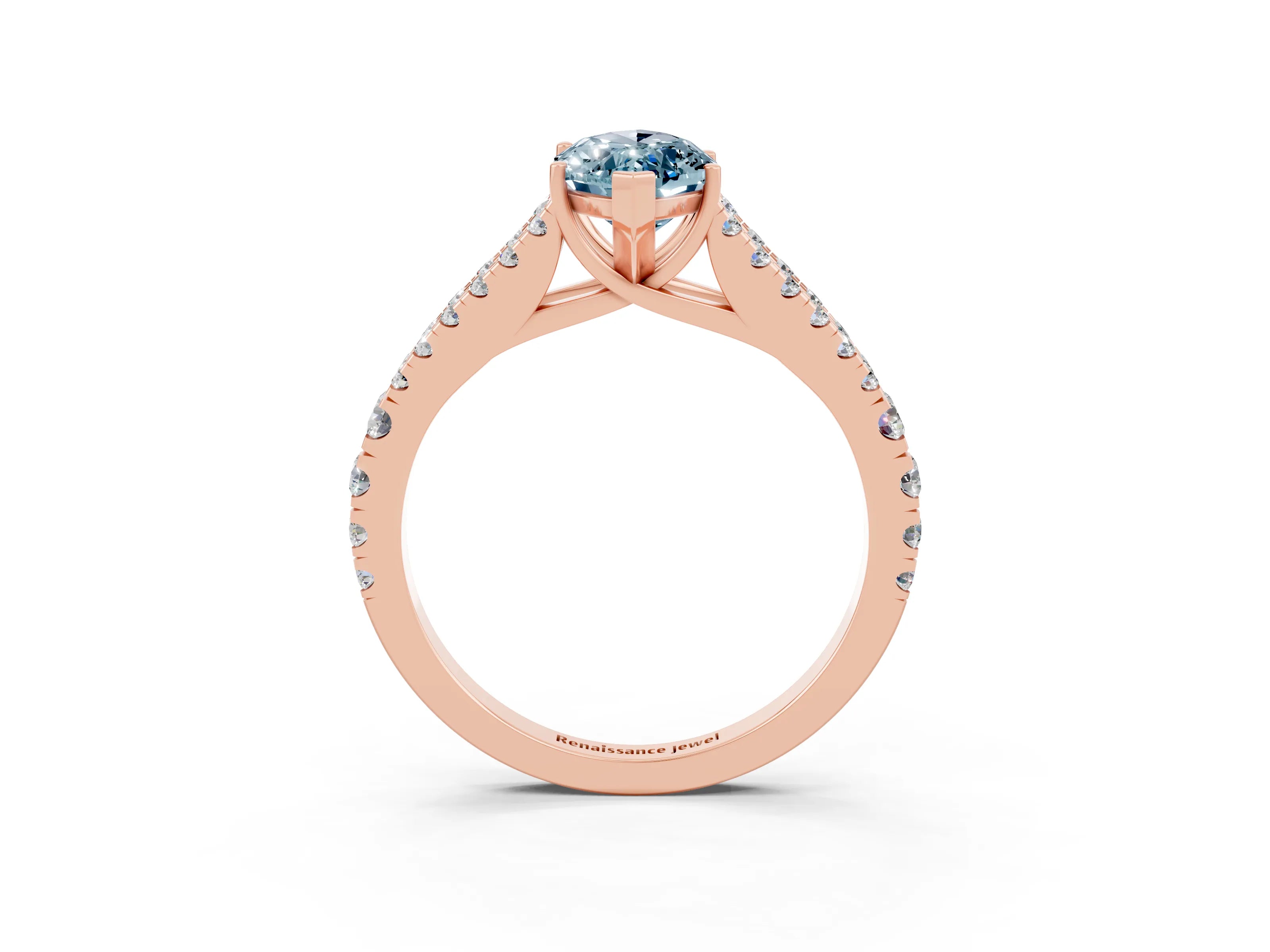 Rose gold Marquise Cut Cut Split Shank Pave Diamond Engagement Ring with Four-Prong Setting_3