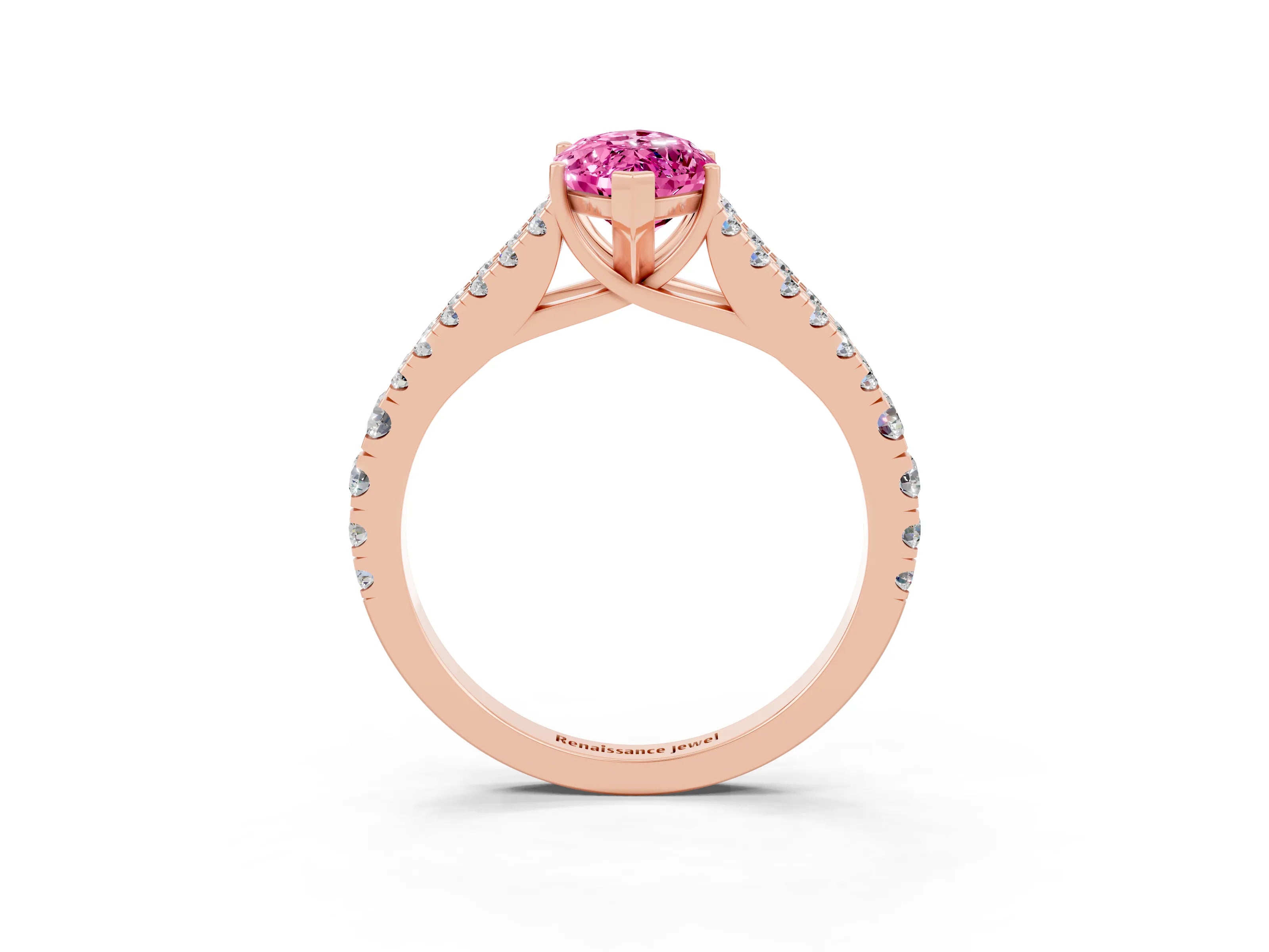 Rose gold Marquise Cut Cut Split Shank Pave Diamond Engagement Ring with Four-Prong Setting_3