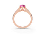 Rose gold Marquise Cut Cut Split Shank Pave Diamond Engagement Ring with Four-Prong Setting_3