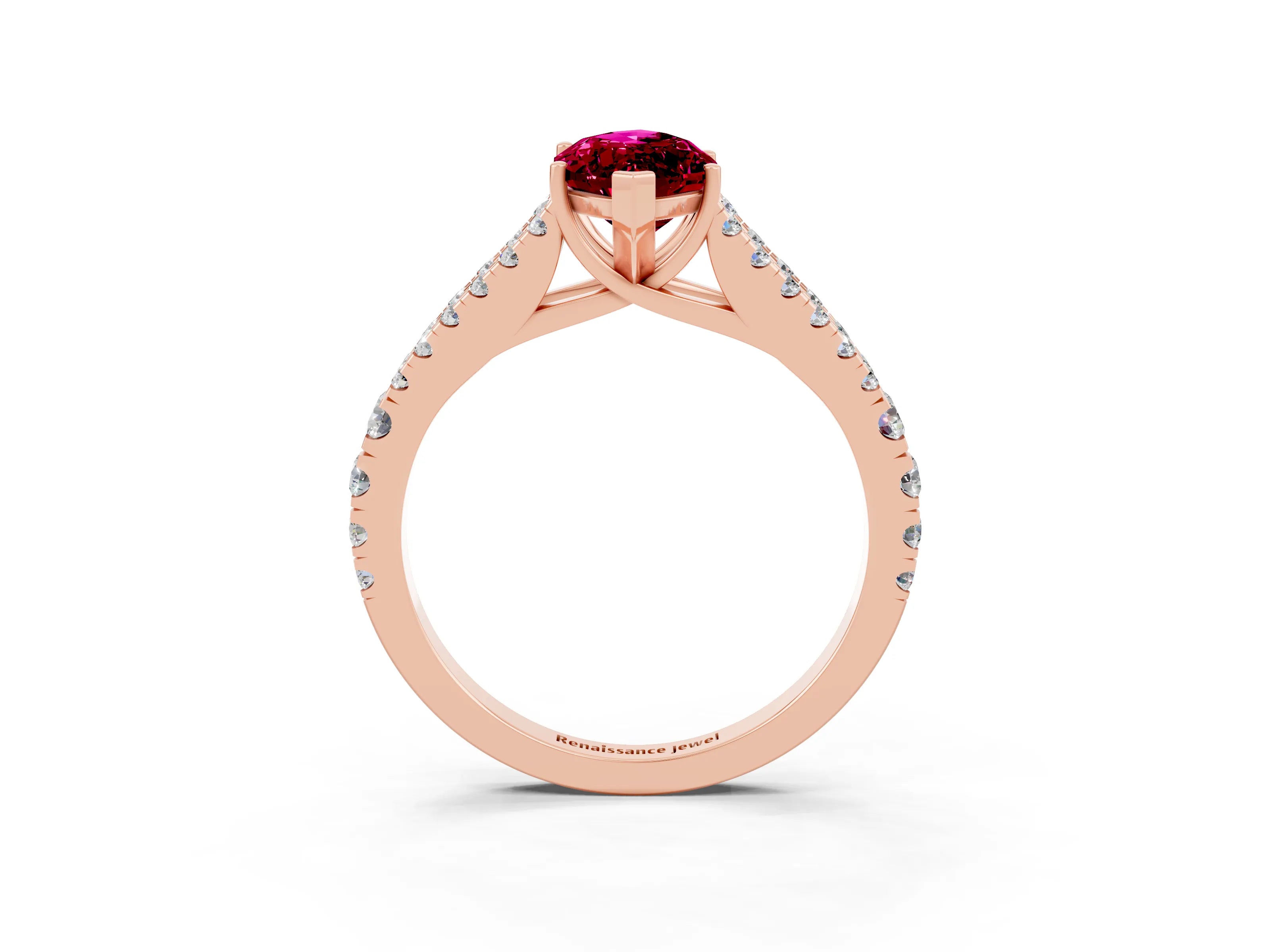 Rose gold Marquise Cut Cut Split Shank Pave Diamond Engagement Ring with Four-Prong Setting_3