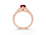 Rose gold Marquise Cut Cut Split Shank Pave Diamond Engagement Ring with Four-Prong Setting_3
