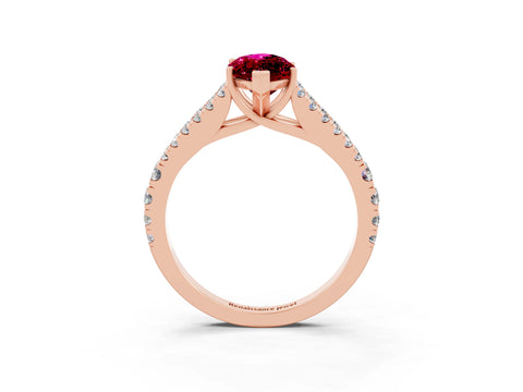 Rose gold Marquise Cut Cut Split Shank Pave Diamond Engagement Ring with Four-Prong Setting_3