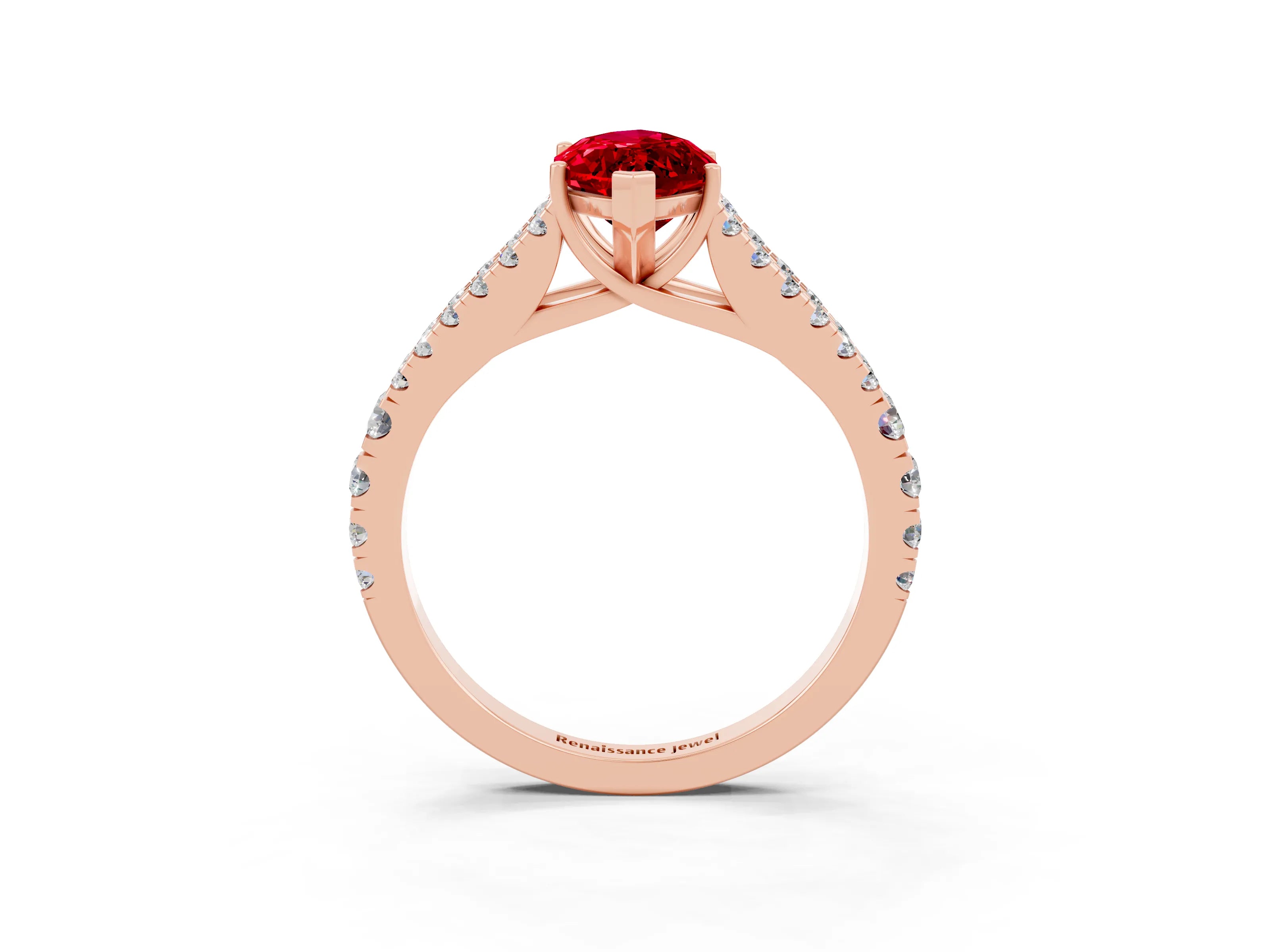 Rose gold Marquise Cut Cut Split Shank Pave Diamond Engagement Ring with Four-Prong Setting_3