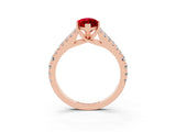 Rose gold Marquise Cut Cut Split Shank Pave Diamond Engagement Ring with Four-Prong Setting_3