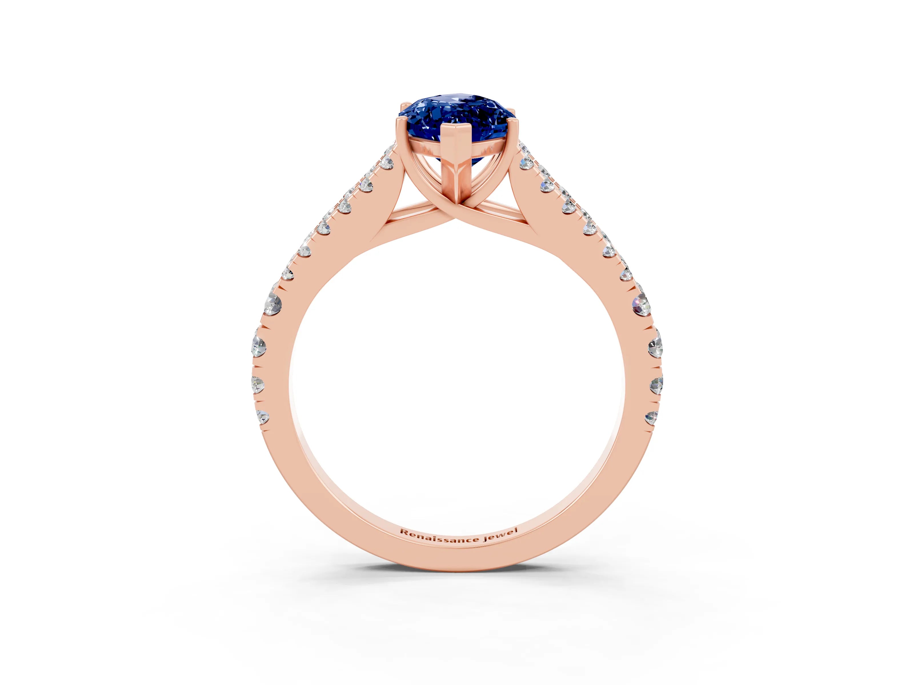 Rose gold Marquise Cut Cut Split Shank Pave Diamond Engagement Ring with Four-Prong Setting_3