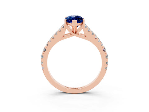 Rose gold Marquise Cut Cut Split Shank Pave Diamond Engagement Ring with Four-Prong Setting_3