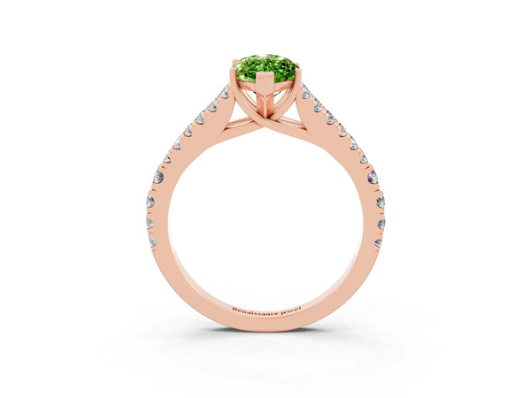 Rose gold Marquise Cut Cut Split Shank Pave Diamond Engagement Ring with Four-Prong Setting
