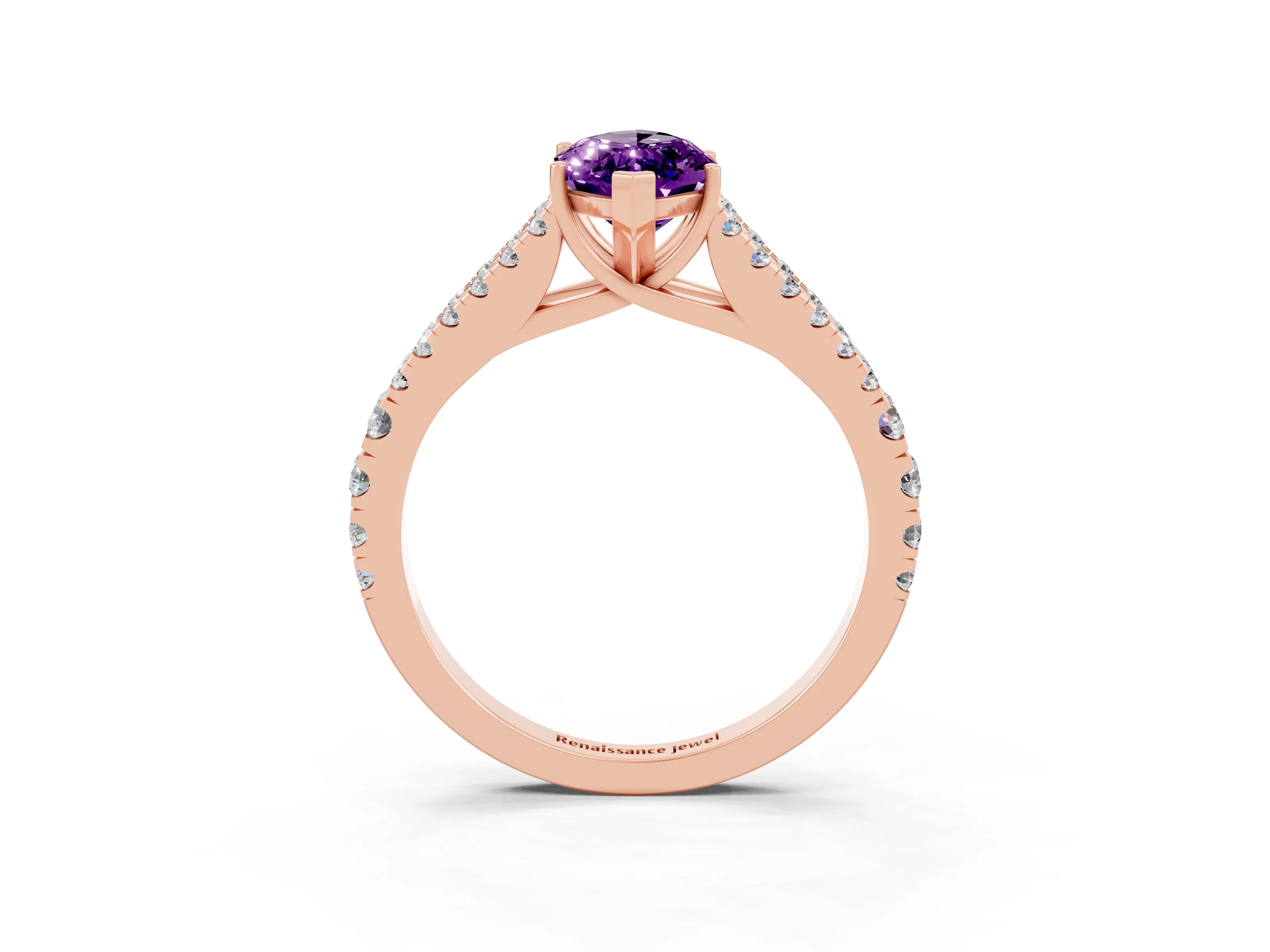 Rose gold Marquise Cut Cut Split Shank Pave Diamond Engagement Ring with Four-Prong Setting_3