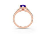 Rose gold Marquise Cut Cut Split Shank Pave Diamond Engagement Ring with Four-Prong Setting_3