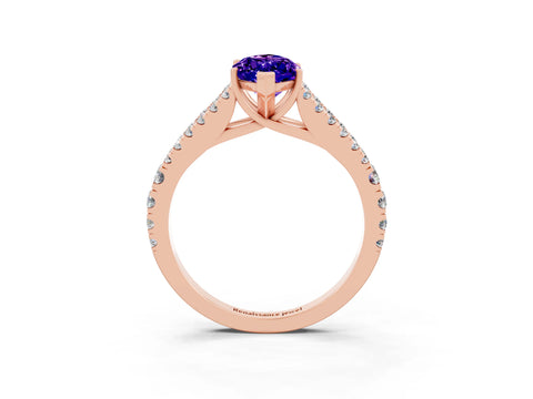Rose gold Marquise Cut Cut Split Shank Pave Diamond Engagement Ring with Four-Prong Setting_3