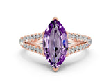 Rose gold Marquise Cut Cut Split Shank Pave Diamond Engagement Ring with Four-Prong Setting