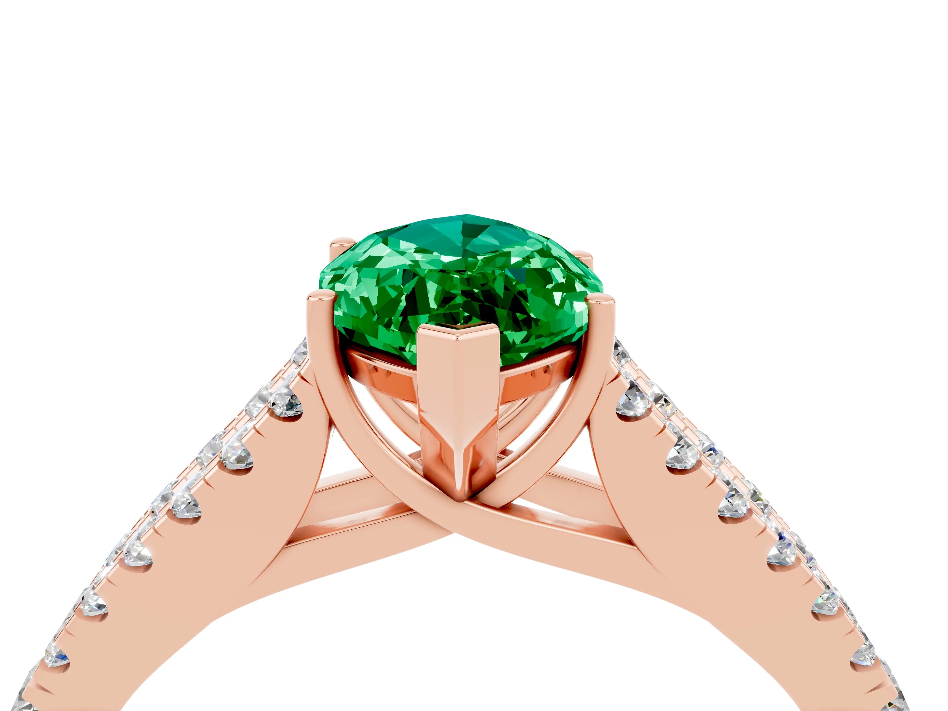 Rose gold Marquise Cut Cut Split Shank Pave Diamond Engagement Ring with Four-Prong Setting_4