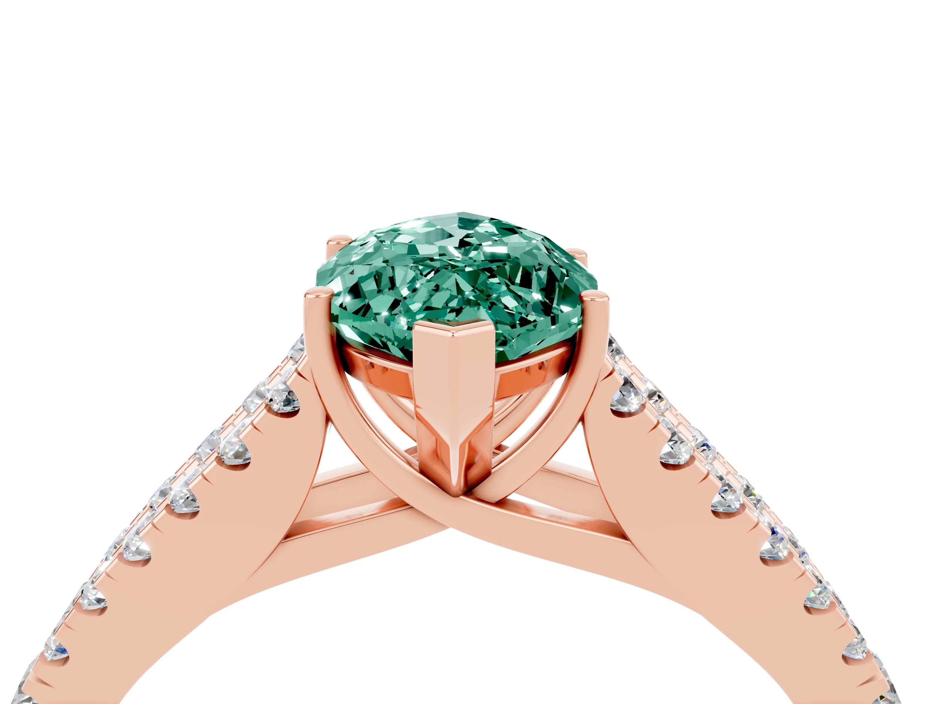 Rose gold Marquise Cut Cut Split Shank Pave Diamond Engagement Ring with Four-Prong Setting_4