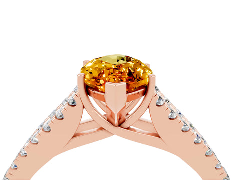 Rose gold Marquise Cut Cut Split Shank Pave Diamond Engagement Ring with Four-Prong Setting_4