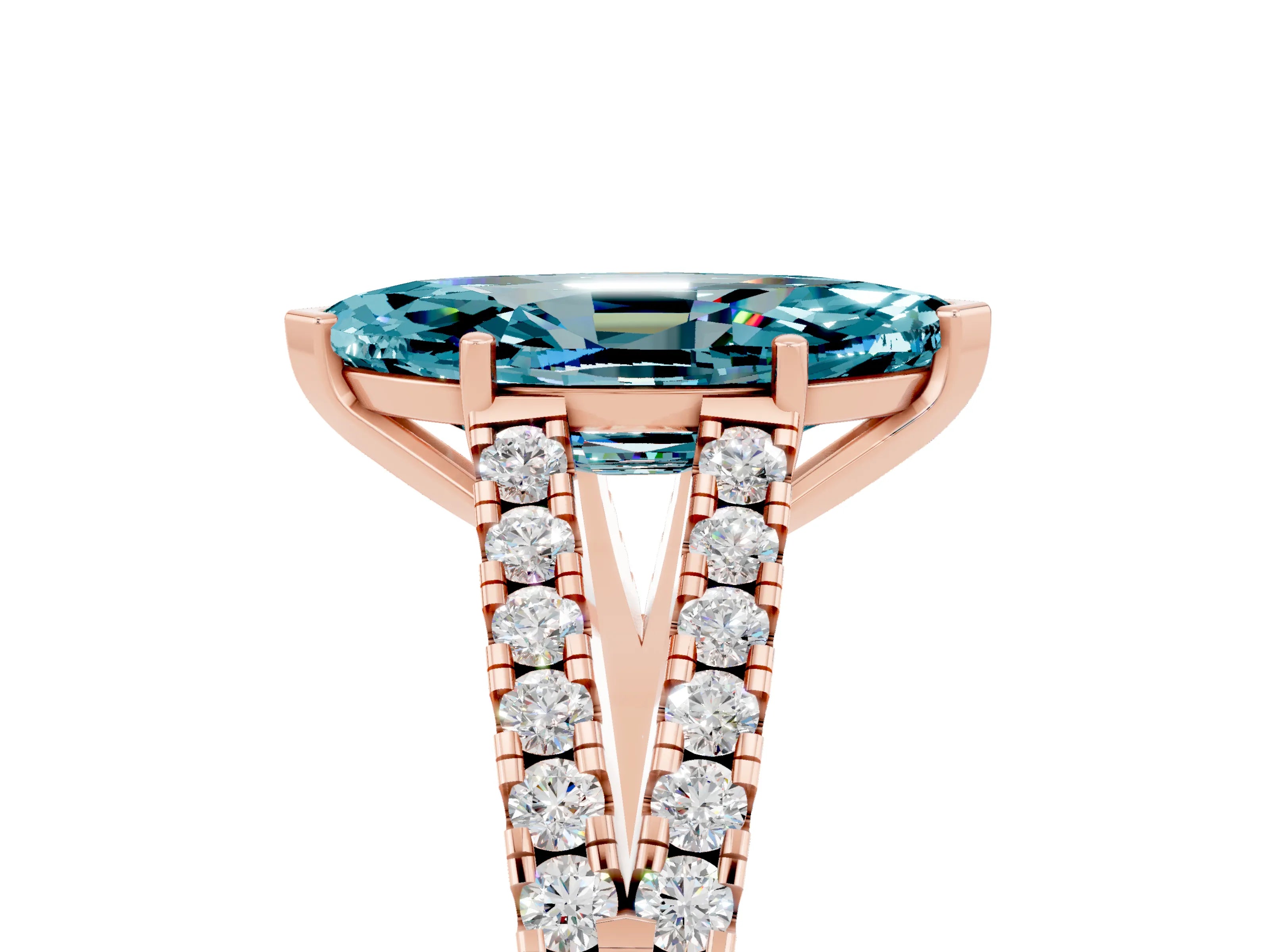 Rose gold Marquise Cut Cut Split Shank Pave Diamond Engagement Ring with Four-Prong Setting_5