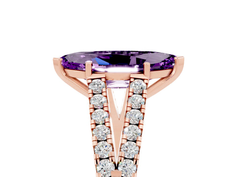 Rose gold Marquise Cut Cut Split Shank Pave Diamond Engagement Ring with Four-Prong Setting_5