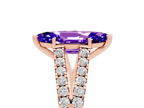 Rose gold Marquise Cut Cut Split Shank Pave Diamond Engagement Ring with Four-Prong Setting_5