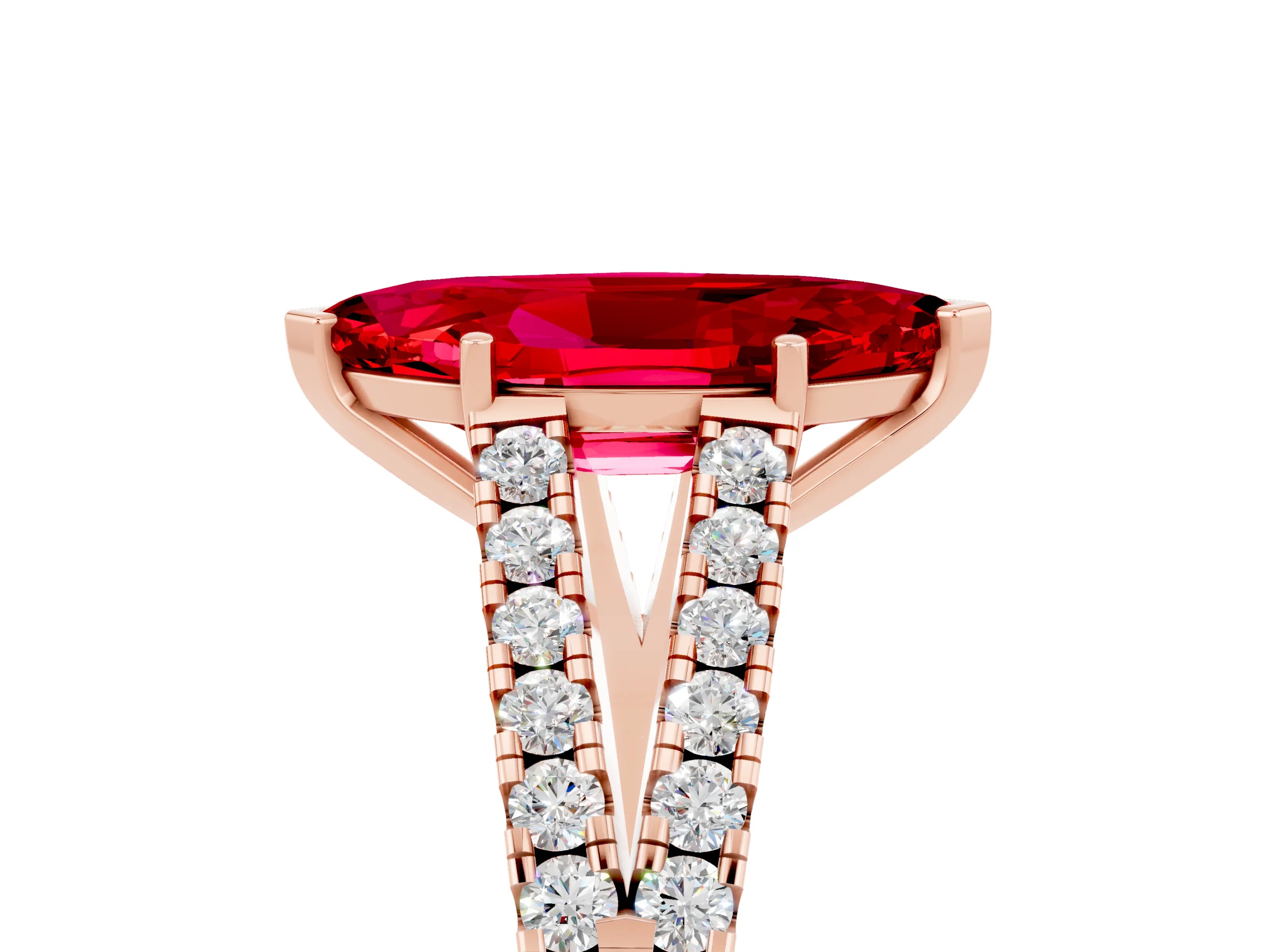 Rose gold Marquise Cut Cut Split Shank Pave Diamond Engagement Ring with Four-Prong Setting_5