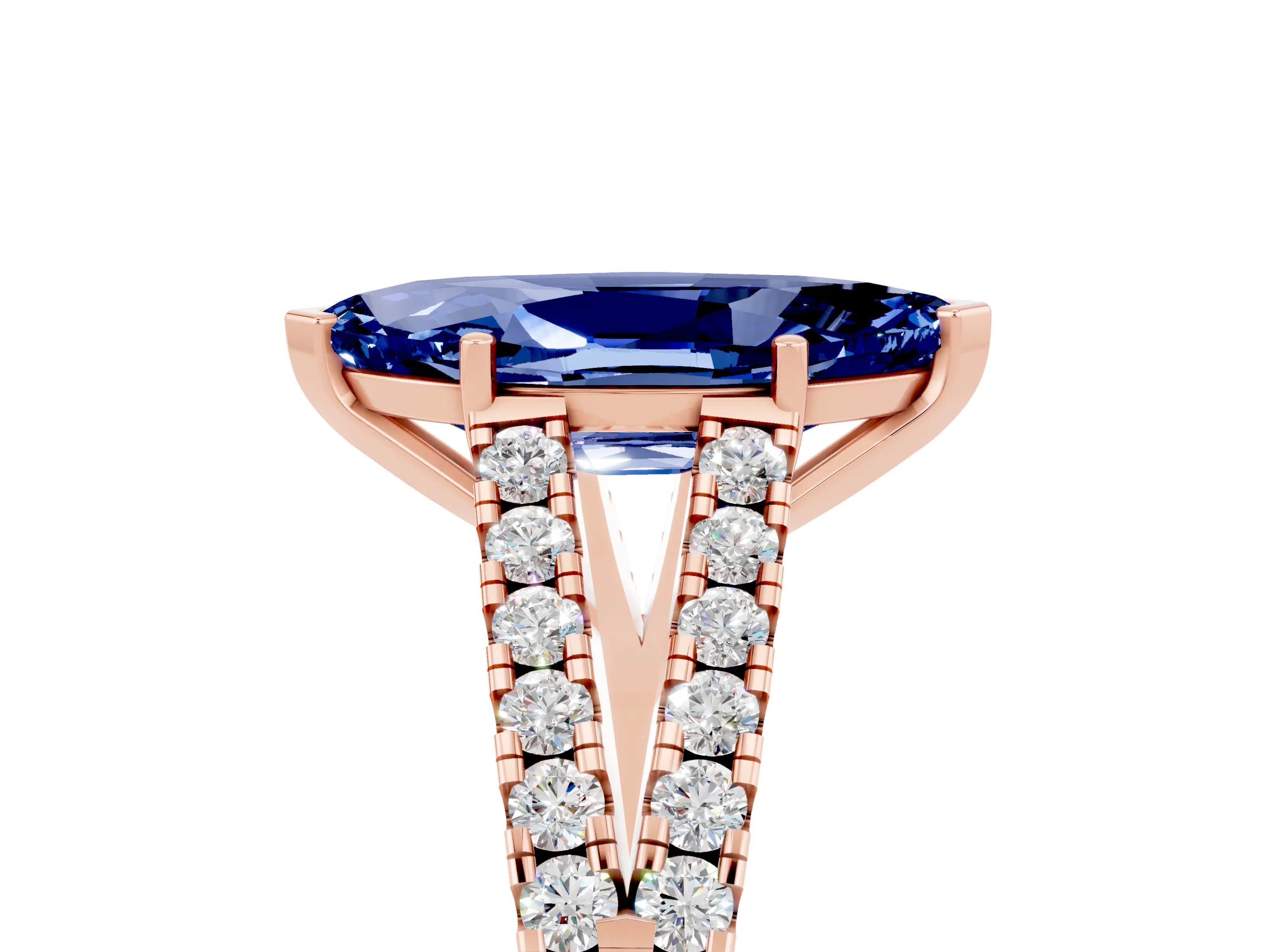 Rose gold Marquise Cut Cut Split Shank Pave Diamond Engagement Ring with Four-Prong Setting_5