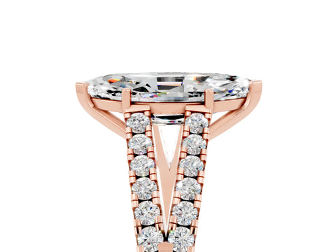 Rose gold Marquise Cut Cut Split Shank Pave Diamond Engagement Ring with Four-Prong Setting_5