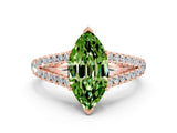 Rose gold Marquise Cut Cut Split Shank Pave Diamond Engagement Ring with Four-Prong Setting
