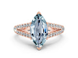 Rose gold Marquise Cut Cut Split Shank Pave Diamond Engagement Ring with Four-Prong Setting