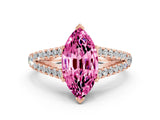 Rose gold Marquise Cut Cut Split Shank Pave Diamond Engagement Ring with Four-Prong Setting