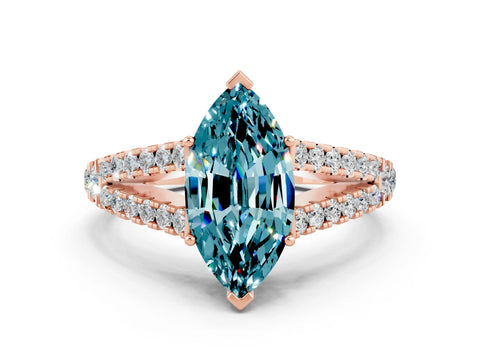 Rose gold Marquise Cut Cut Split Shank Pave Diamond Engagement Ring with Four-Prong Setting