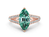 Rose gold Marquise Cut Cut Split Shank Pave Diamond Engagement Ring with Four-Prong Setting