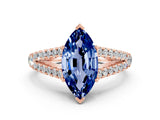 Rose gold Marquise Cut Cut Split Shank Pave Diamond Engagement Ring with Four-Prong Setting