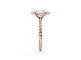 Rose gold Marquise Cut Diamond Brilliant Solitaire Ring with Pavé Band and Four-Prong Setting_17