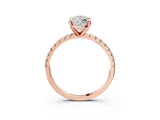 Rose gold Marquise Cut Diamond Brilliant Solitaire Ring with Pavé Band and Four-Prong Setting_176