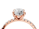 Rose gold Marquise Cut Diamond Brilliant Solitaire Ring with Pavé Band and Four-Prong Setting_177