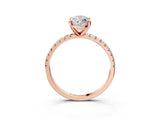 Rose gold Marquise Cut Diamond Brilliant Solitaire Ring with Pavé Band and Four-Prong Setting_18