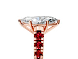 Rose gold Marquise Cut Diamond Cathedral Solitaire Ring with Round with Ruby side stone Pavé Band_41