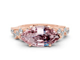 Rose gold Marquise Cut Diamond Cluster Pavé Band with Four-Prong Setting