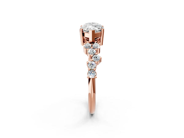 Rose gold Marquise Cut Diamond Cluster Pavé Band with Four-Prong Setting