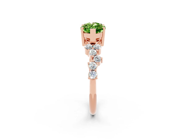 Rose gold Marquise Cut Diamond Cluster Pavé Band with Four-Prong Setting