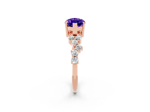 Rose gold Marquise Cut Diamond Cluster Pavé Band with Four-Prong Setting_2