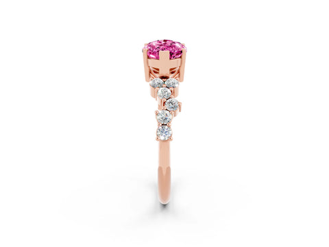 Rose gold Marquise Cut Diamond Cluster Pavé Band with Four-Prong Setting_2