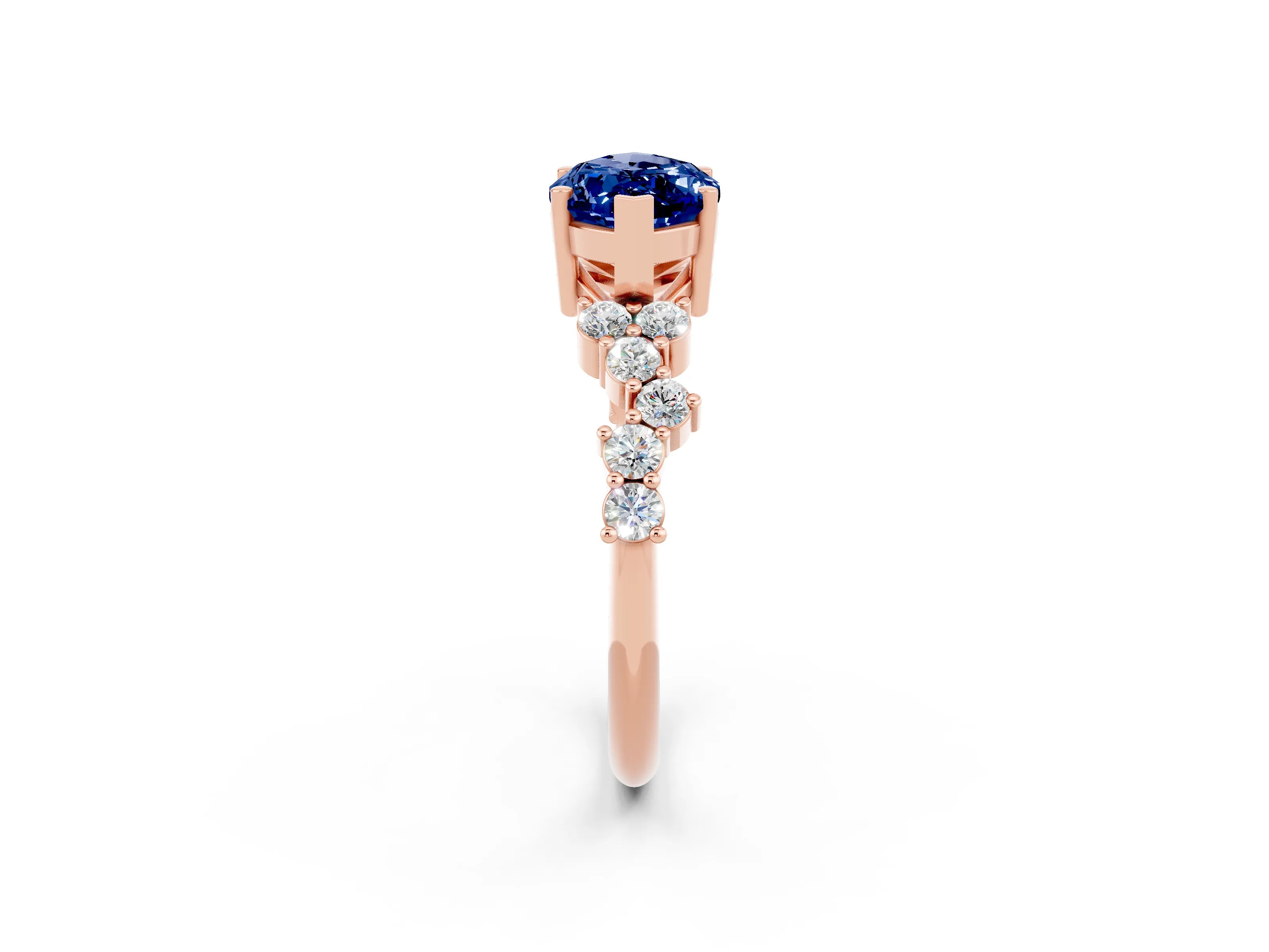 Rose gold Marquise Cut Diamond Cluster Pavé Band with Four-Prong Setting_2